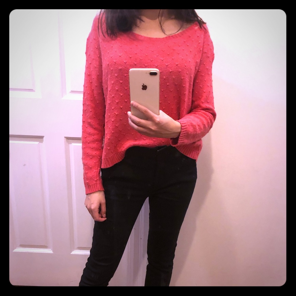 TEMT cherry pink sweater with a bow at the back, m